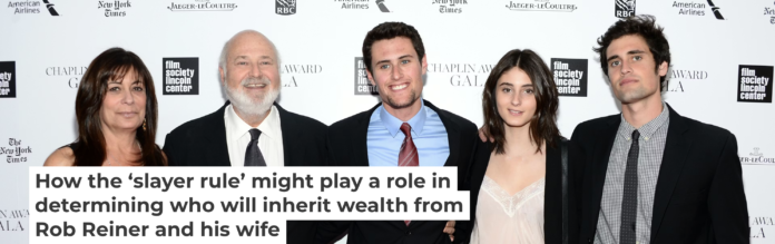 Michele Singer Reiner and Rob Reiner pose with their children, Jake, Romy and Nick, far right, at a 2014 gala. Michael Loccisano/Getty Images